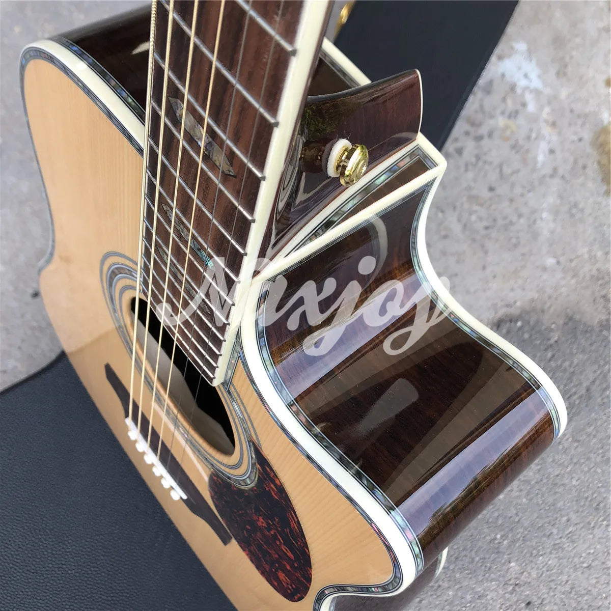 Cutaway 41 Inches D45 Model Solid Spruce Acoustic Guitar Rosewood Body Acoustic Electric Guitar