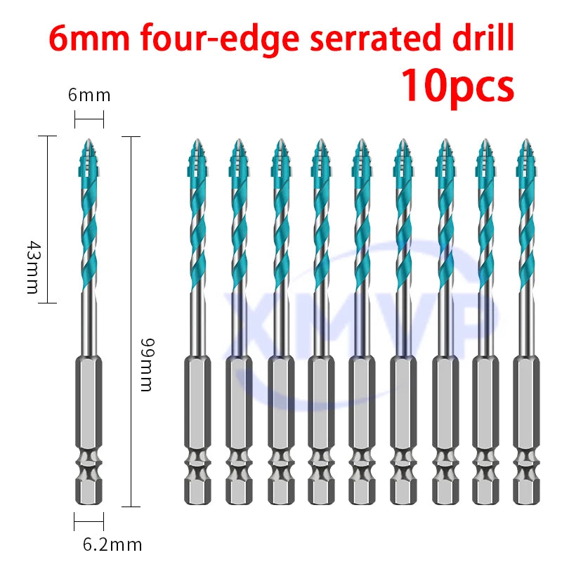 Four-edge serrated eccentric drill bit, high-hardness tile drilling, concrete Nemesis, super-hard special electric drill