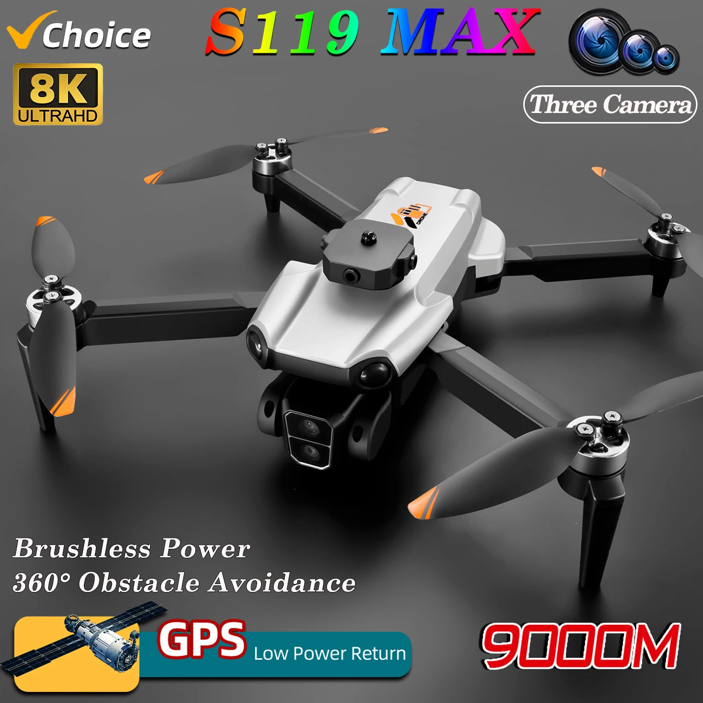 New S119 MAX 5G GPS Drone 8K Professinal HD Camera Wide Angle Optical Flow 360 °Obstacle Avoidance WIFI Brushless RC Quadcopter