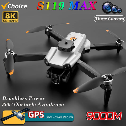 New S119 MAX 5G GPS Drone 8K Professinal HD Camera Wide Angle Optical Flow 360 °Obstacle Avoidance WIFI Brushless RC Quadcopter