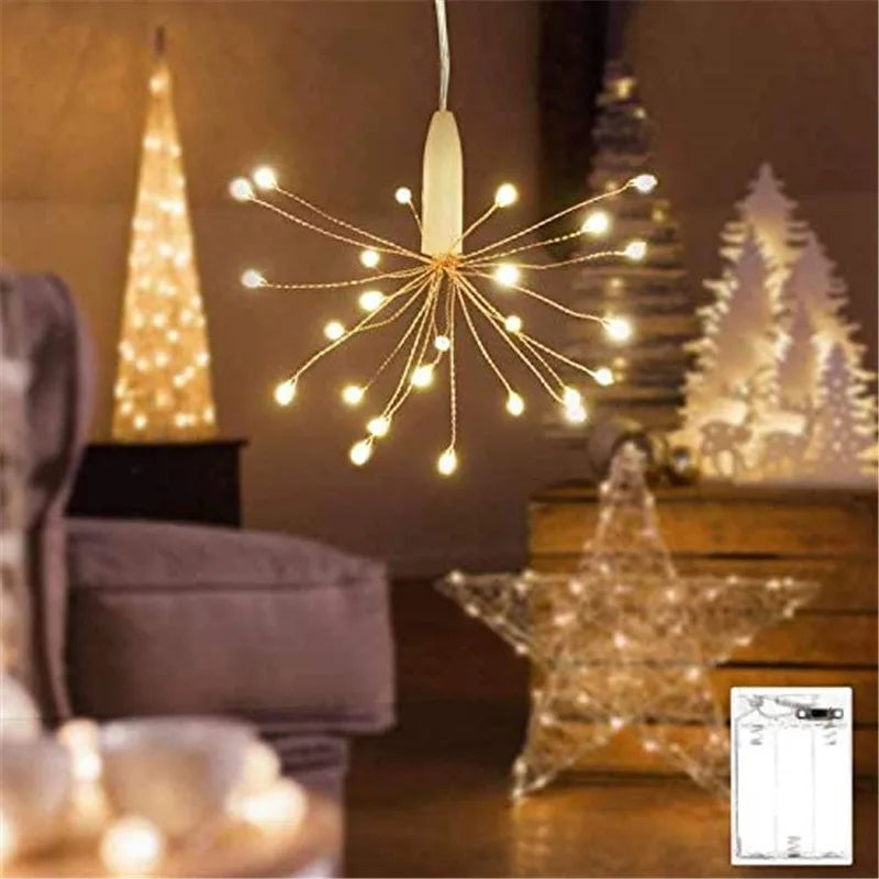 LED Firework String Light Fairy Stars Copper Wire 25 LEDs Christmas Home Decoration Party Wedding Garden Battery Powered DIY