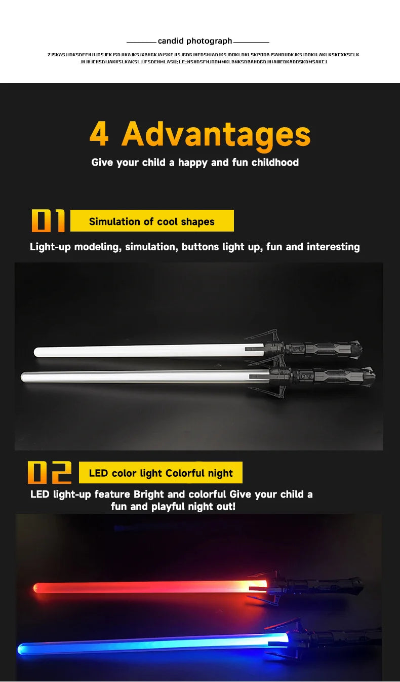 2PCS 2-in-1 Laser Sword Red and Blue Double Saber Transformation Children's Gift Cosplay Weapon Boy Toy