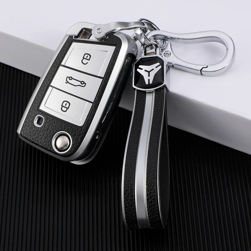 Auto Keychain For Volkswagen VW Golf 7 MK7 Tiguan MK2 for Skoda Octavia A7 Kodiaq 2017 2018 2019 Leather TPU Car Key Case Cover