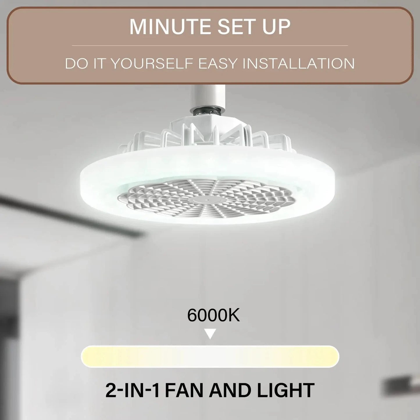 E27 Ceiling Fan with Remote Control and 3-speed AC85-265V Lighting Converter Base for Bedroom and Living Room Lighting