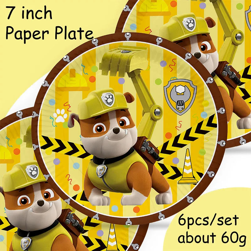 New Paw Patrol Birthday Decoration Dogs Rubble Disposable Tableware Cup Plate Tablecloth Baby Shower Kids Girl Boy Party Supplie