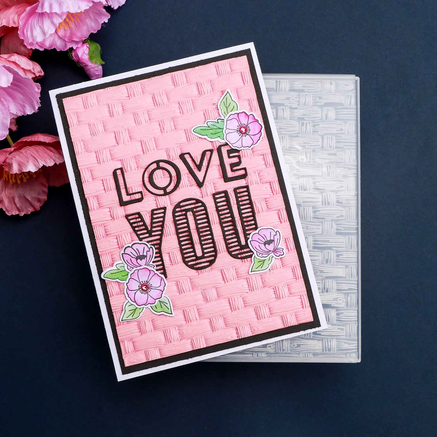 Woven 3D Embossing Folder for Card Making & Scrapbooking - Durable Plastic, Easy Embossing - Perfect for DIY Craft Projects