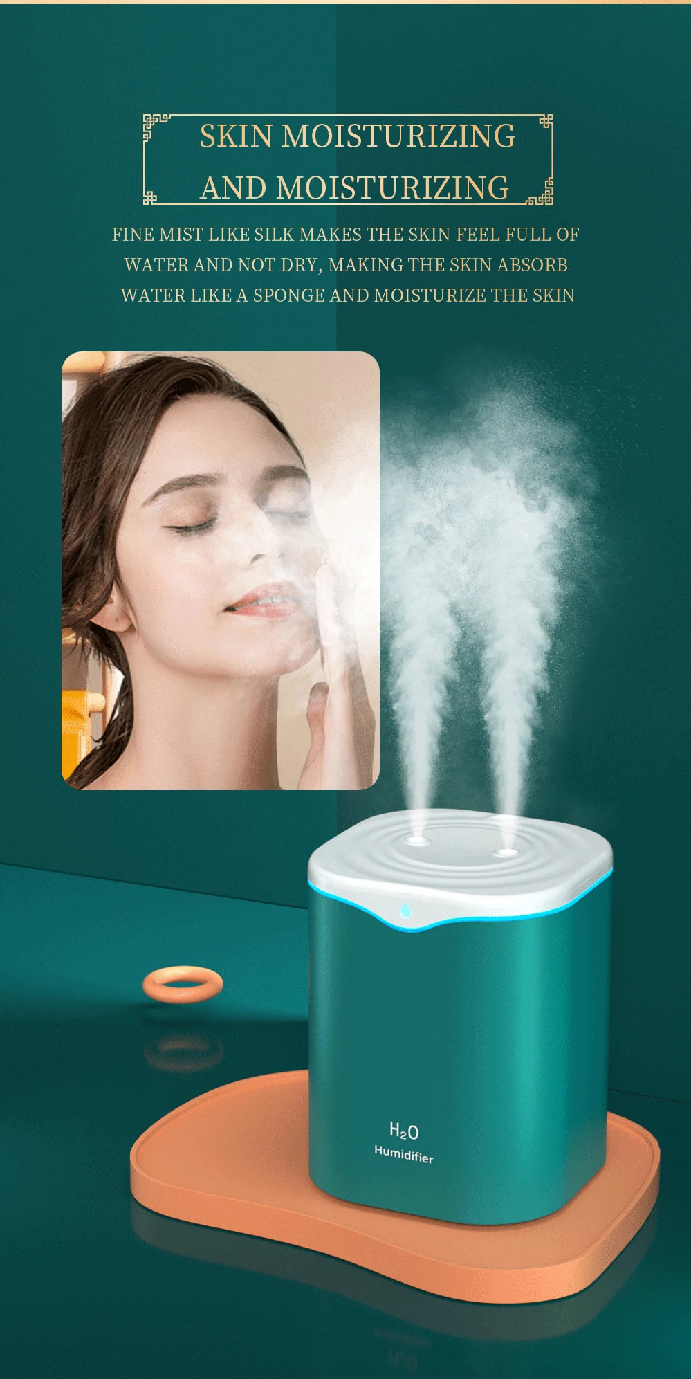 New USB Double Spray Humidifier Home USB Desktop Small Humidifier 2L Capacity Portable Clean Air Humidifier