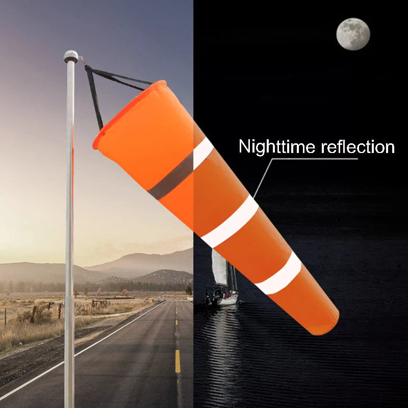 60/100cm Windsock Outdoor Wind Direction Measurement Belt Rip-stop Weather Vane for Airport Aviation Garden Farm