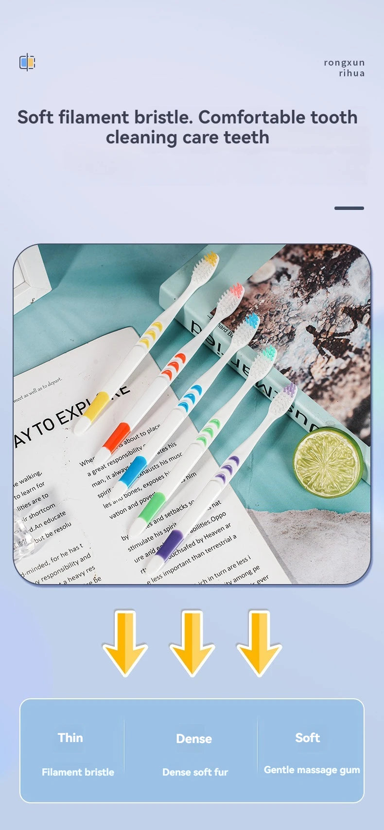 10pcs Charcoal Infused Soft Bristle Toothbrush for Deep Oral Cleaningand Gum Care -Ldeal for Daily Use by Adults at Home