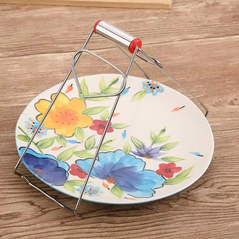 Anti-scald Clip Household Stainless Steel Plate Anti-scald Clip Kitchen Gadget Multi-functional Bowl Clip Plate Lifter 1Pc