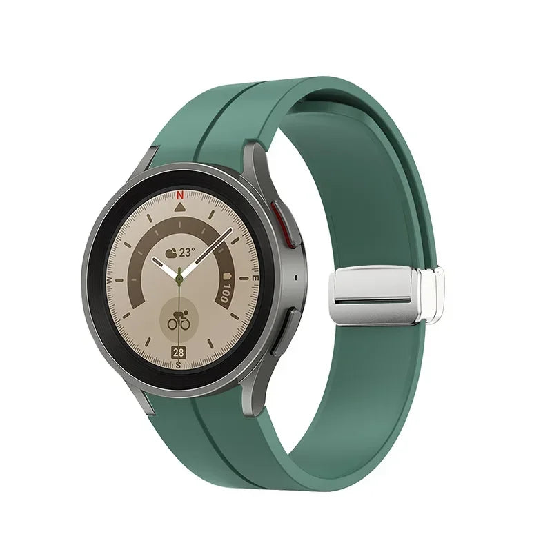 No Gap Soft Silicone Strap For Samsung Galaxy Watch 7 6 5 4 40mm 44mm Breathable Magnetic Wristband Watch 6 4 Classic/5 Pro 45mm