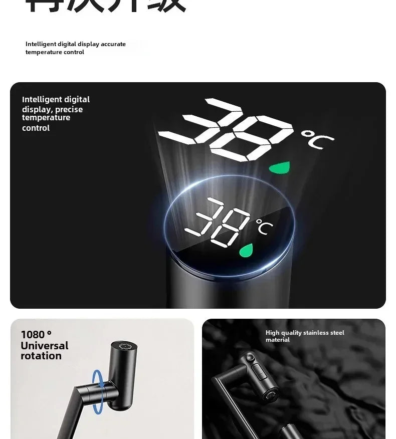 Universal Rotation Kitchen Faucet Bathroom Faucets Multifunctional Washbasin Mechanical Arm Digital Display Hot and Cold Tap