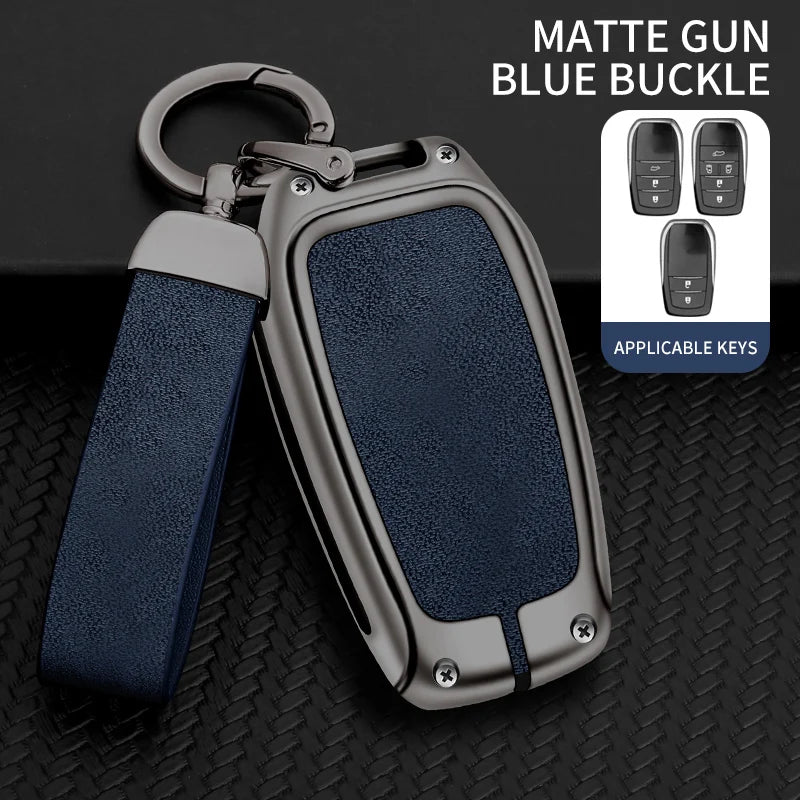 New Zinc Alloy Leather Car Key Case Cover Shell For Toyota CHR Hilux Fortuner Land Cruiser 200 Camry Corolla Crown RAV4 Highland