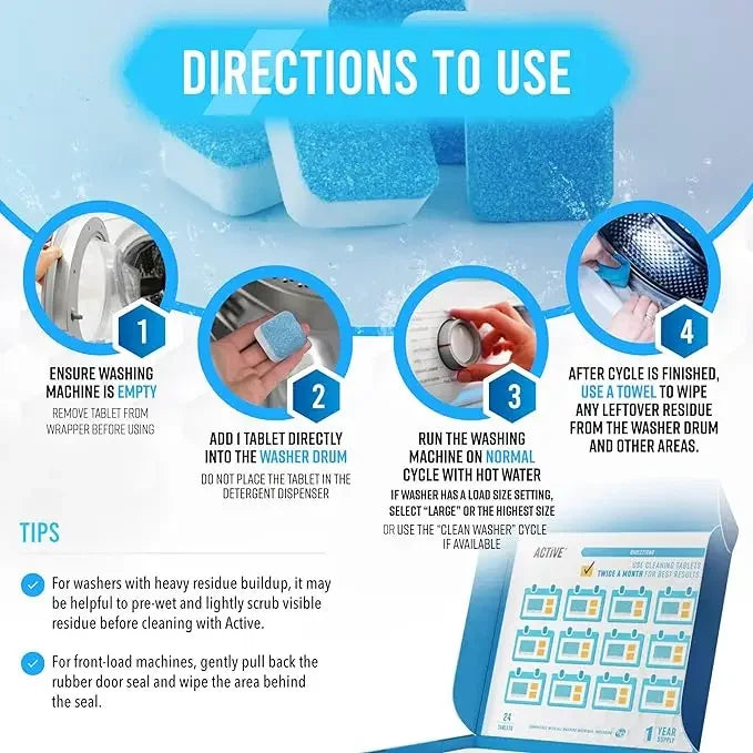 Washing Machine Cleaner Descaler Of 12/24pcs Pack-Deep Cleaning Tablets Odor Removing Tablets For Washer Laundry Supplies