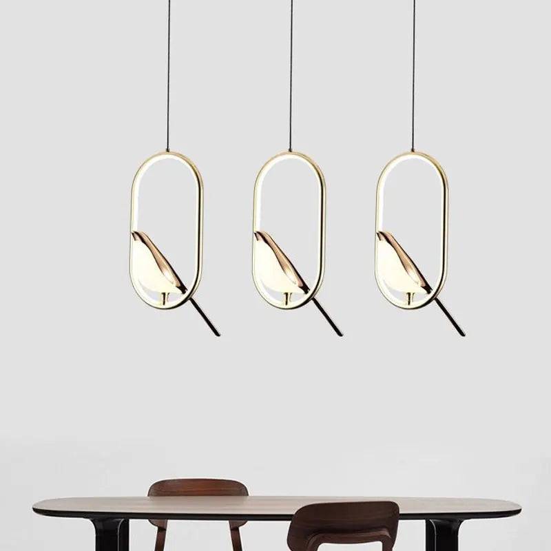 Modern LED Magpie Bird Pendant Lights Chandelier Lighting for Sofa Background Kitchen Indoor Hanging Lamps Corridor Gold Silver