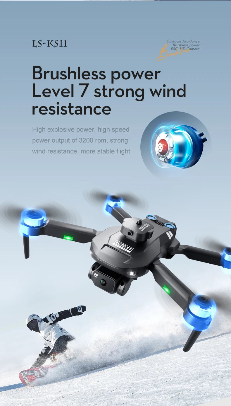 New LS KS11 Mini Drone 4K Professional Dual Camera Obstacle Avoidance Optical Flow Positioning Brushless RC Dron Quadcopter