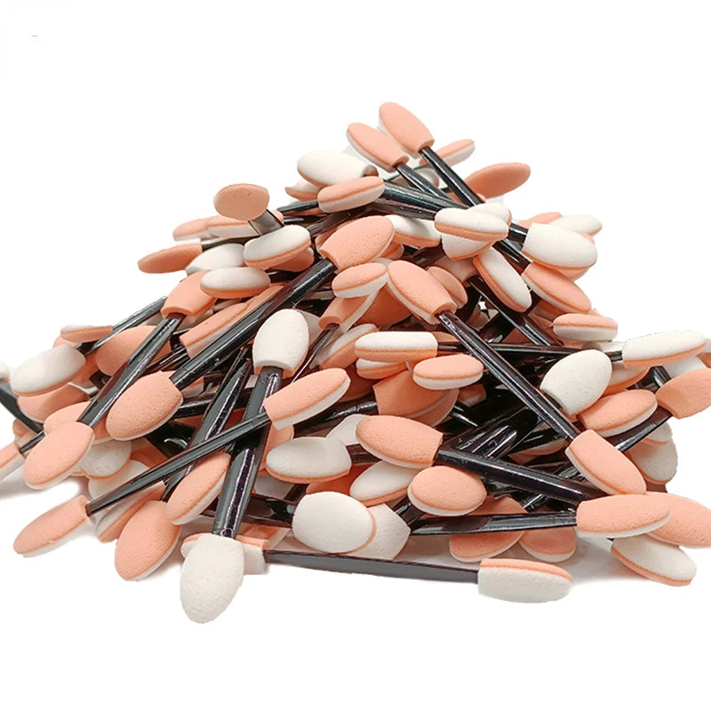 100Pcs/ Bag Small Portable Eyeshadow Applicators In Bulk Double Sponge Eye Shadow Brush Makeup Mini Tools Wholesale
