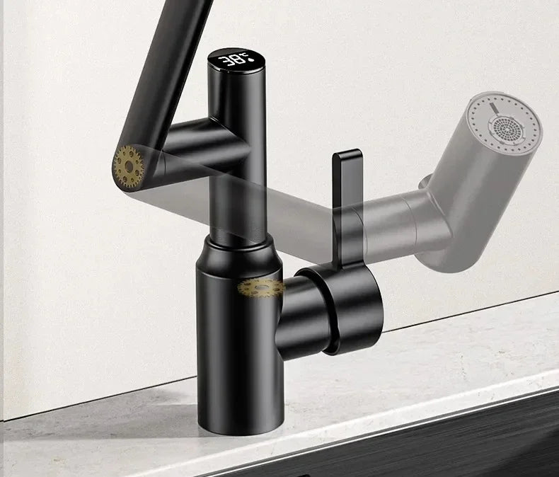Universal Rotation Kitchen Faucet Bathroom Faucets Multifunctional Washbasin Mechanical Arm Digital Display Hot and Cold Tap