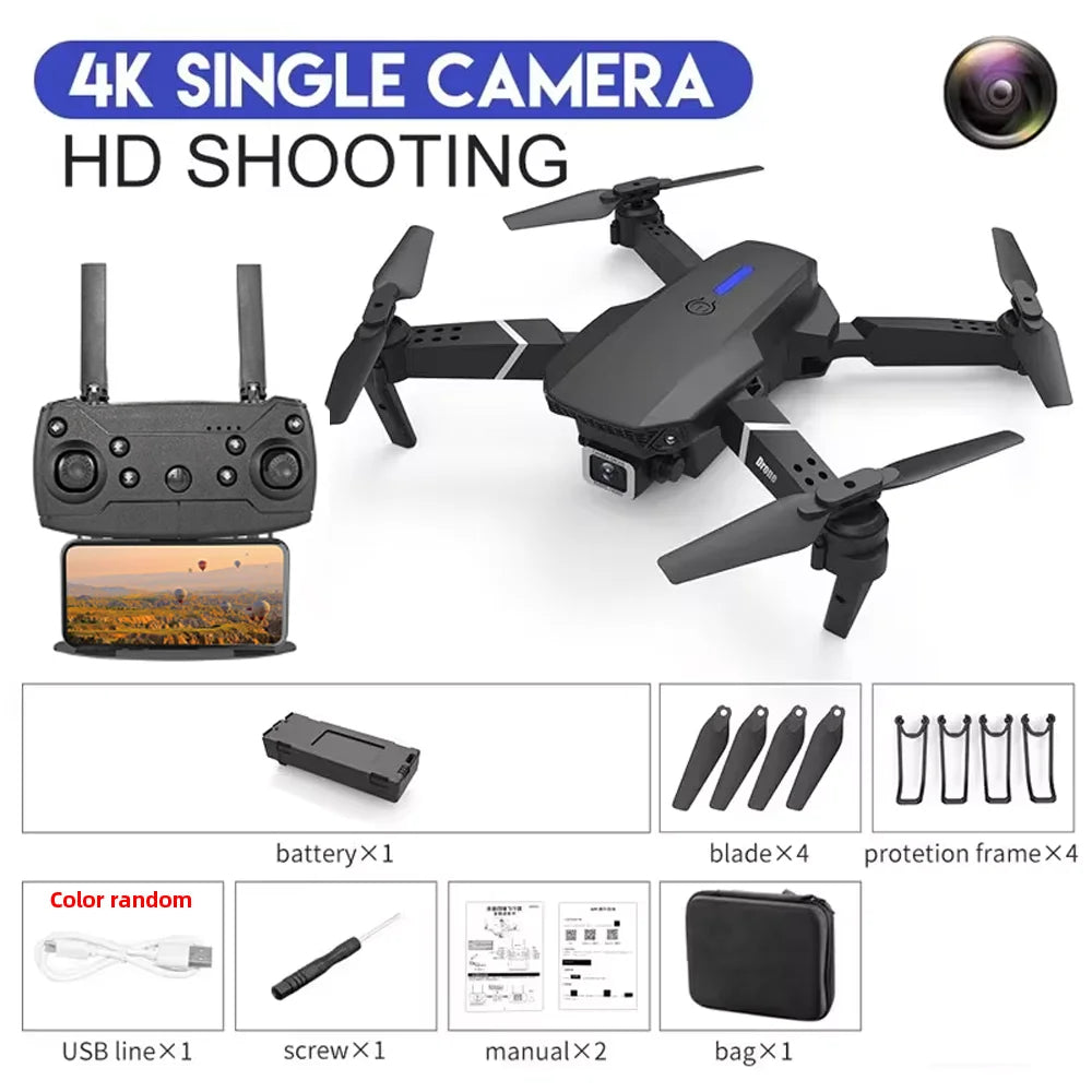 KBDFA 2023 New E88 Pro WIFI FPV Drone Wide Angle HD 4K 1080P Camera Height Hold RC Foldable Quadcopter Dron Helicopter Toys Gift