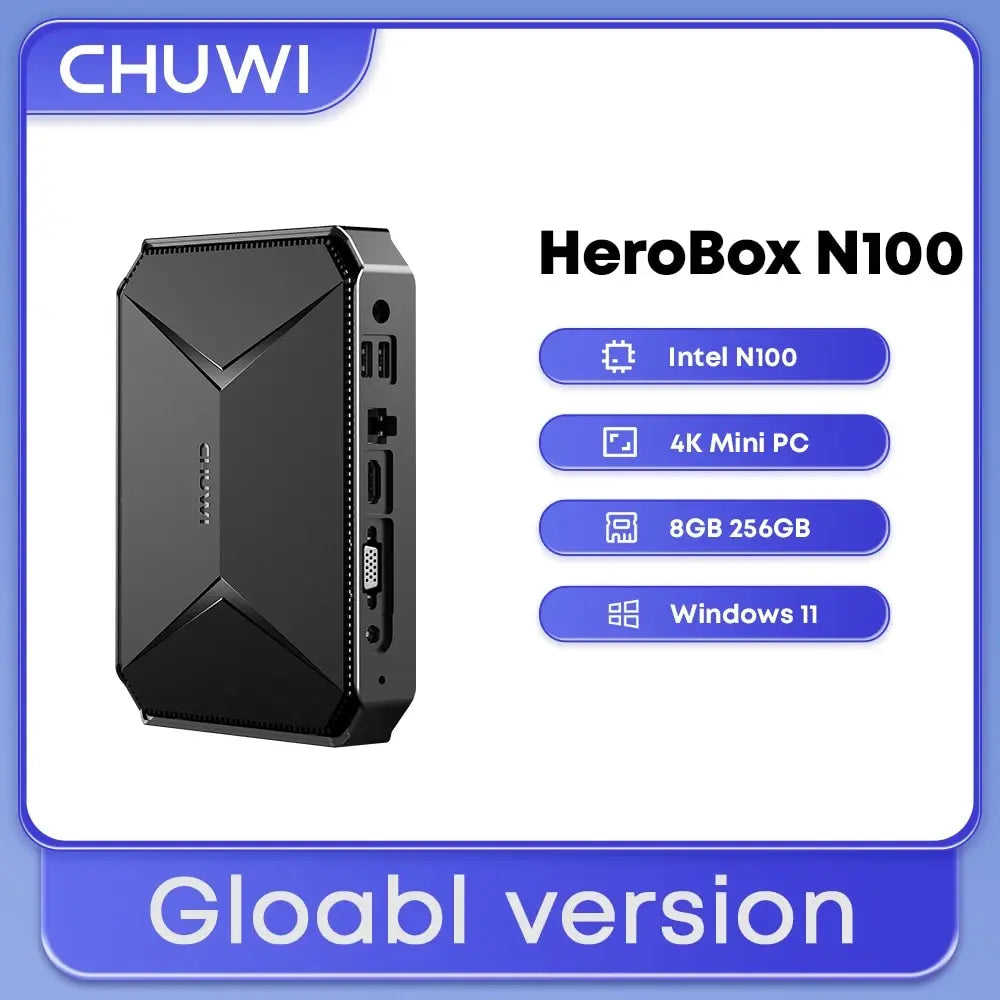 CHUWI Herobox Mini PC Intel 12th N100 Quad Core 8GB LPDDR5 256G