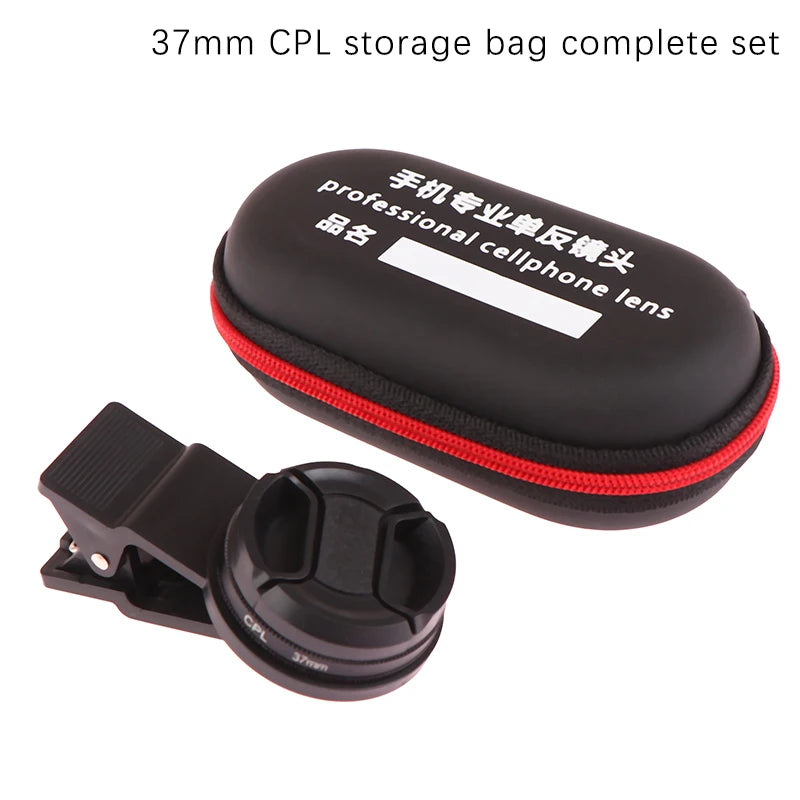 Clearance_Universal With Clip Portable Professional Phone Polarizer Wide Angle Lens 37/52MM CPL Filter Circular Camera Black Acc