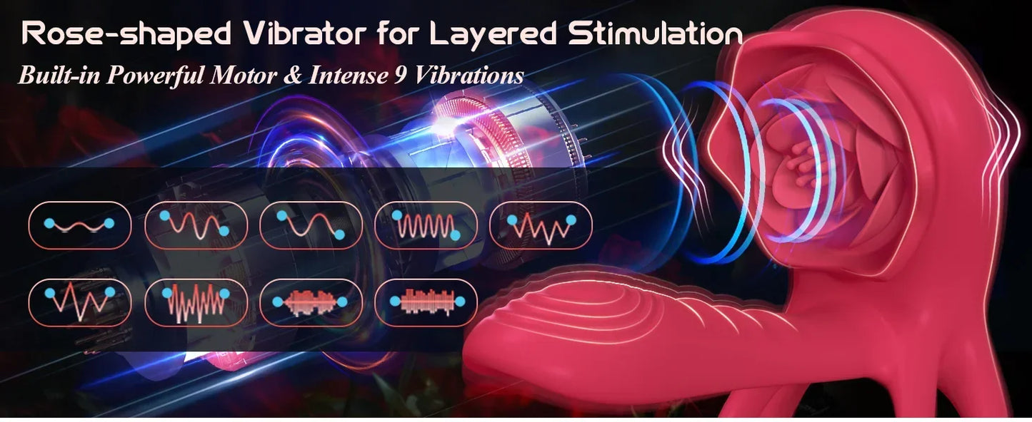 Rose Penis Cock Ring Vibrator Powerful Penis Sleeve Sucking Stimulator G-spot Female Nipple Clitoral Massager Sex Toy for Couple
