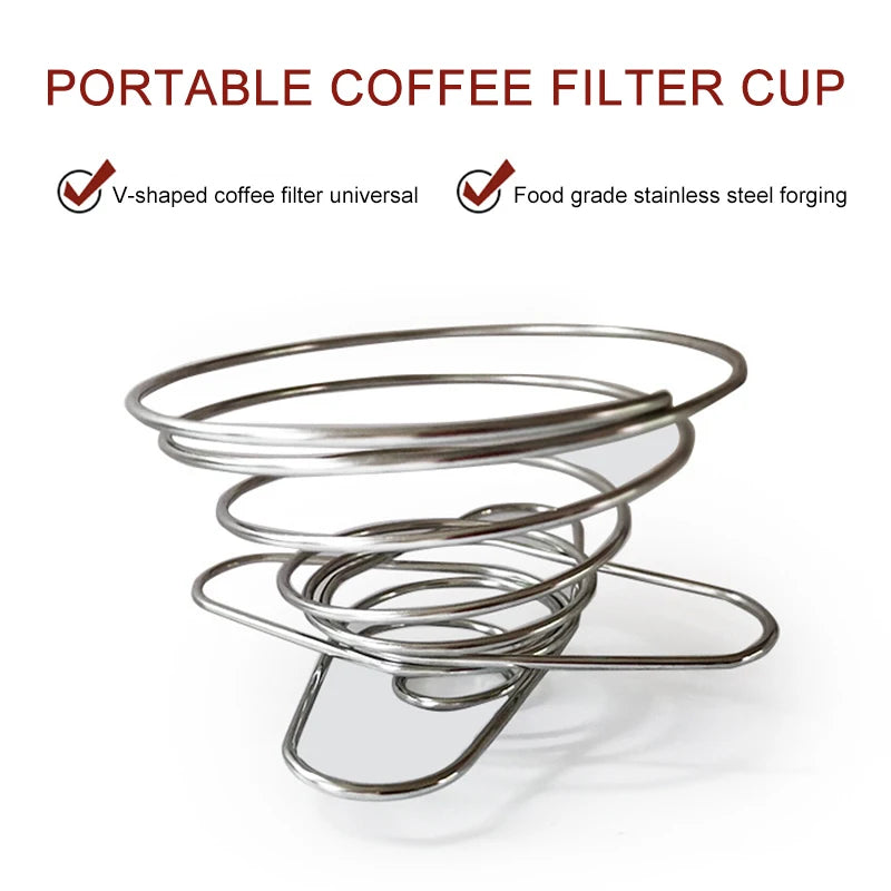Outdoor Camping Foldable Coffee Filter Cup Spring Travel Portable Mini Espresso Maker Dripper Stainless Steel Drop Shipping