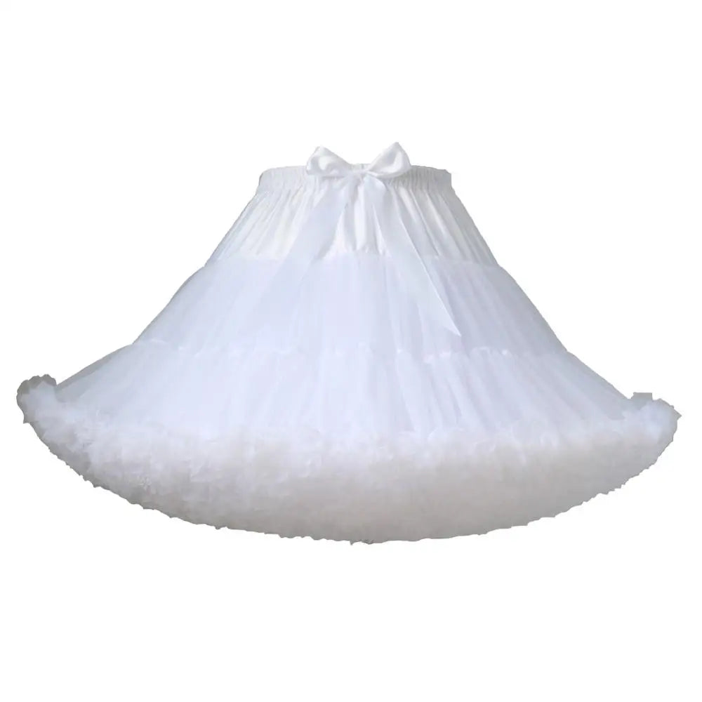 Womens 3-Layered Pleated Tulle Petticoat White Black Pink RedTutu Puffy Party Cosplay Skirt