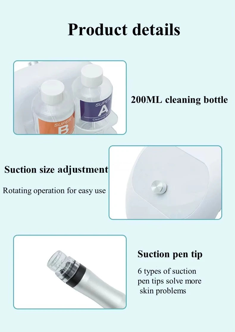2024 Beauty Facial Lift Cleaner Pore Vacuum Blackhead Remover Portable Deep Cleansing Small Bubble Hydro Machine for Nose Face