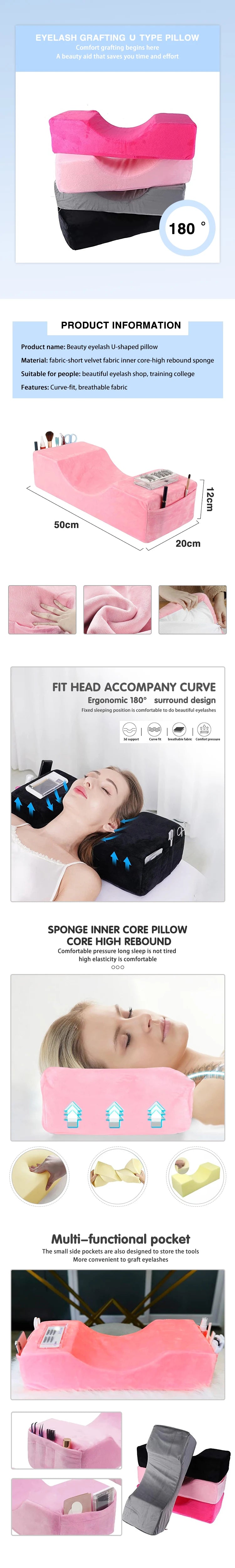 Lash Pillow Neck Support Eyelash Soft Pillow Grafting Eyelashes Memory Foam Eyelash Extension Pillow With Pocket