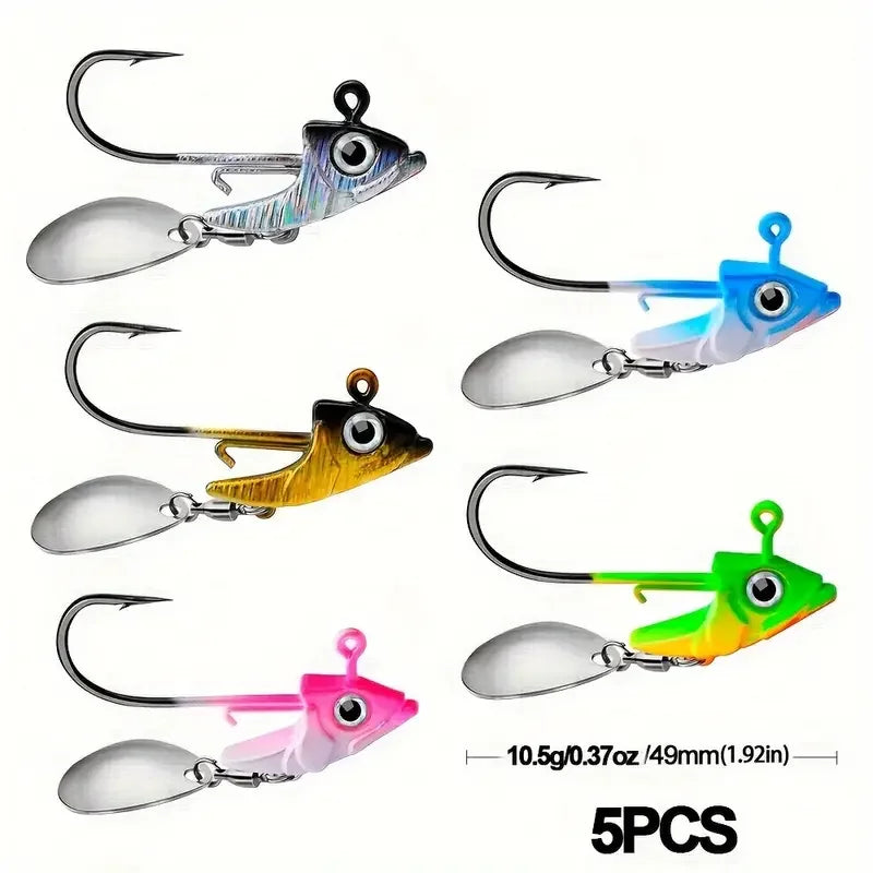 5pcs High-Performance Lead Jig Head Crank Hooks for Soft Worm Wobbler Lure Fishing - 7g to 15g - for Catching More Fish