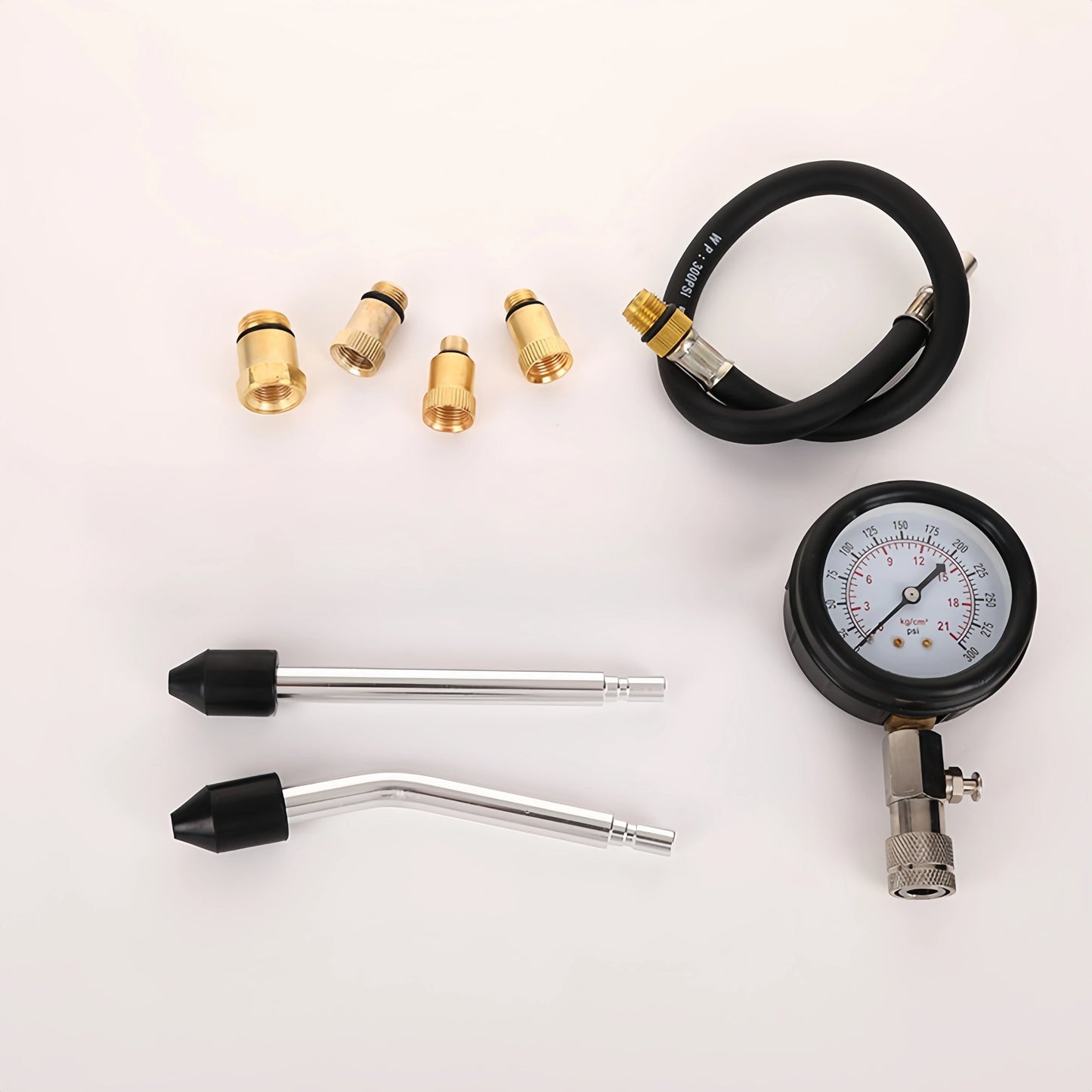 Petrol Engine Cylinder Compression Tester Kit Automotive and Motorcycles Tool 0-300PSI Engine Cylinder Pressure 0-21 Bar Gauge