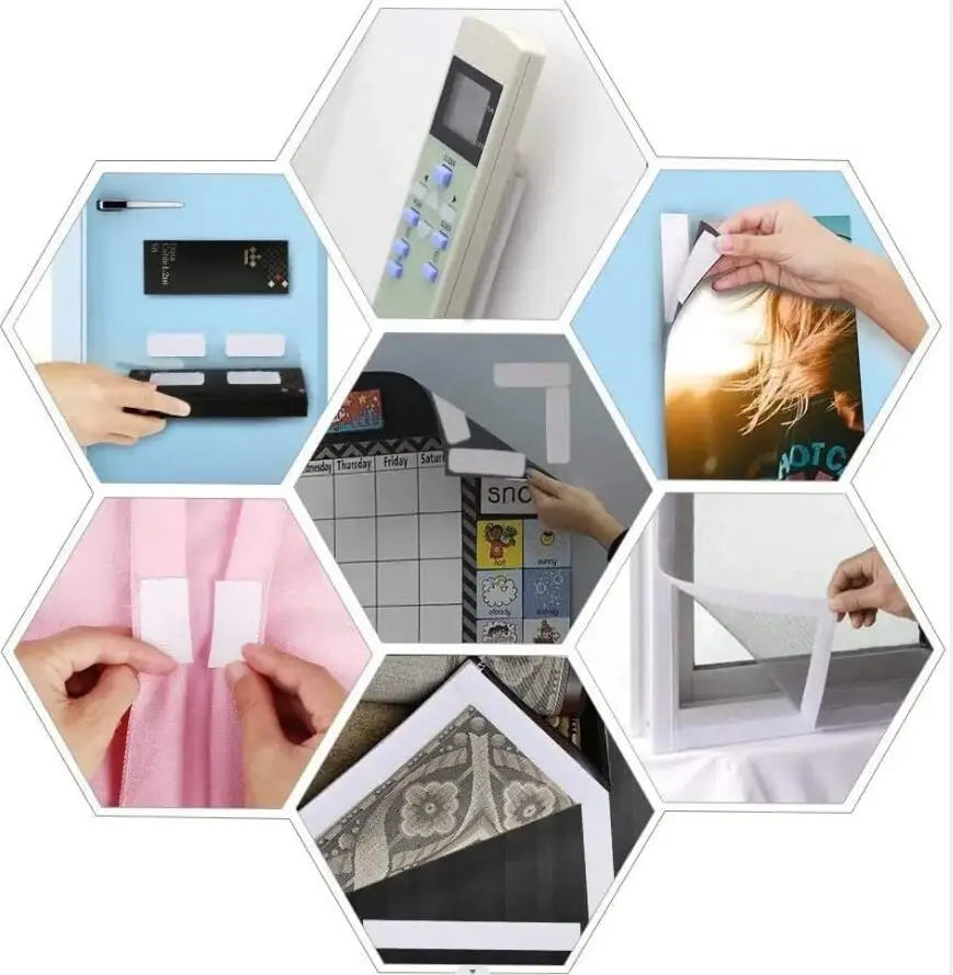 1/2/5M Strong Self Adhesive Fastener Hook and Loop Strips with Glue Double-Side Mounting Tapes for DIY Craft 20-50mm White