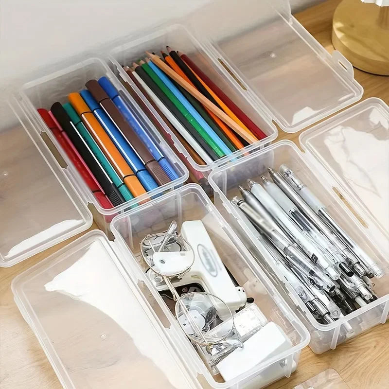 Transparent Pencil Case Box Large-capacity Stackable Storage Box Office School Pencil Case Supplies Pencil Storage