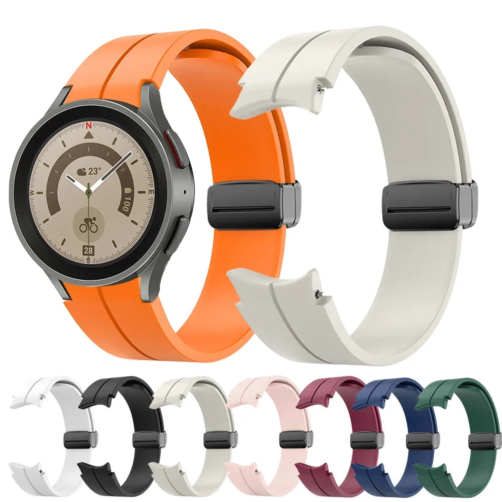 Original Silicone Strap for Samsung Watch 6/5/4 40 44mm 5 Pro 45mm Band Magnetic Buckle Galaxy Watch 4/6Classic 42 43MM 46 47MM