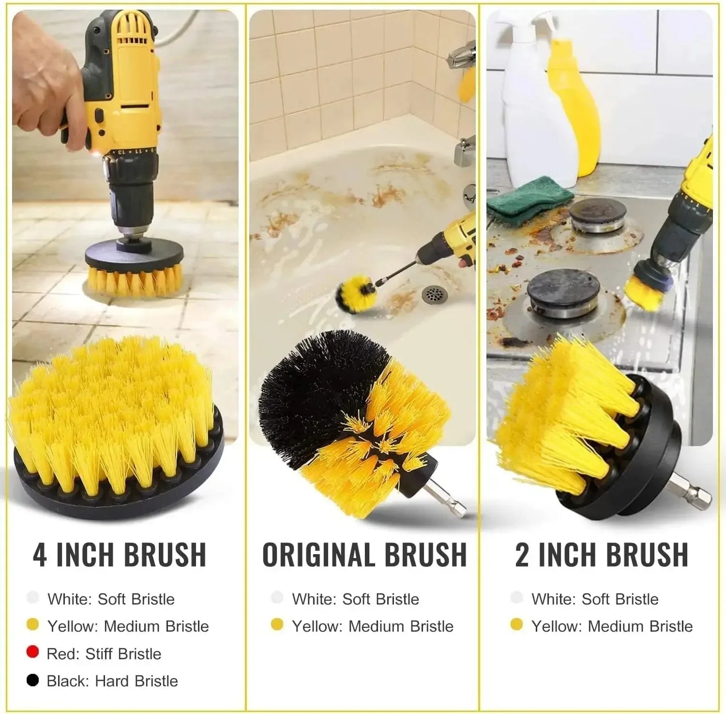 1 PC Electric Scrubber Brush Round Drill Brush Kit Corner Cleaning Brush Kit for Cordless Scrubber Grout Floor Tub Shower Tile