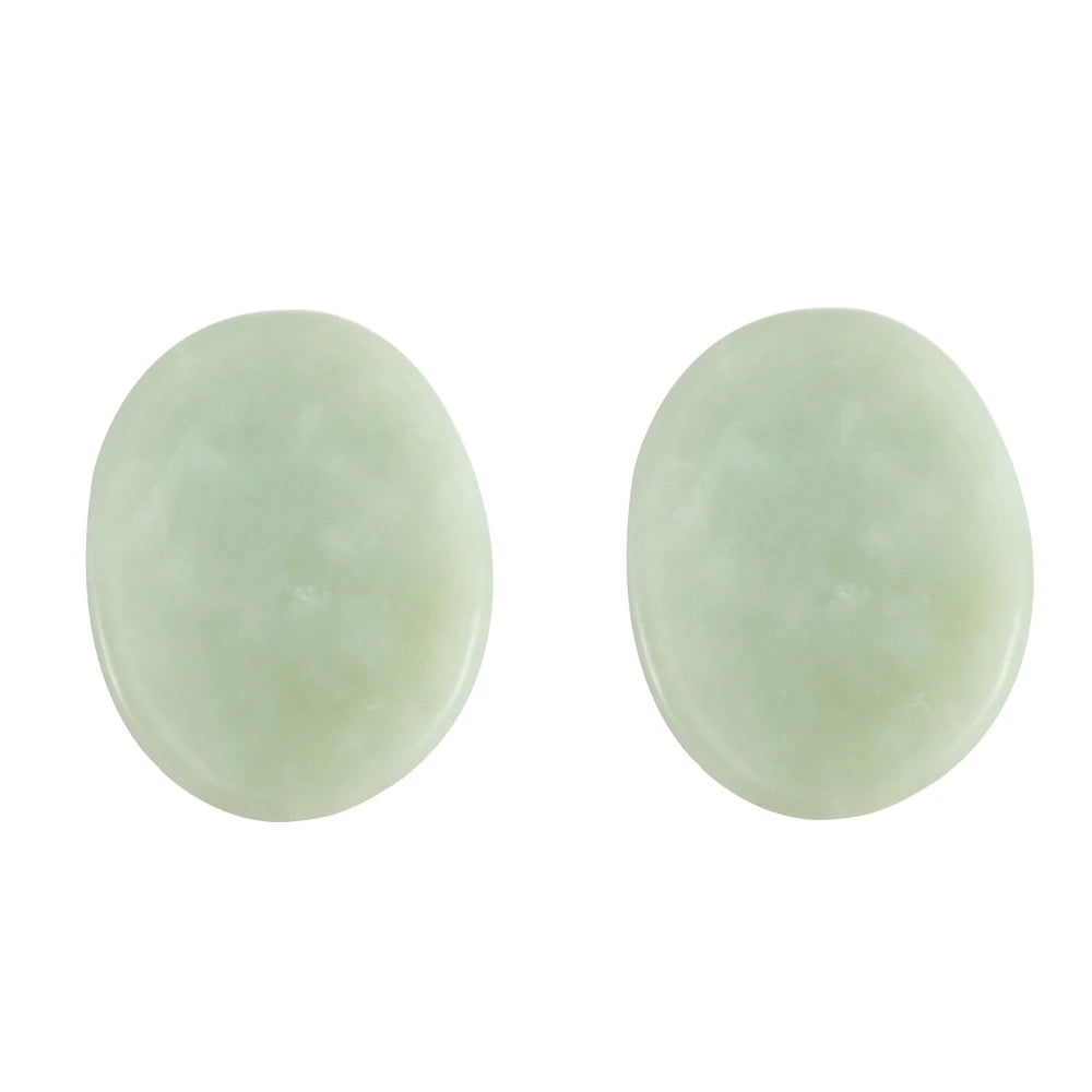 1pair Hot/cold Compress Eye Cover Natural Jade Eye Mask Face Massage Manual Massage Tool for Face Back Neck Beauty Skincare Tool