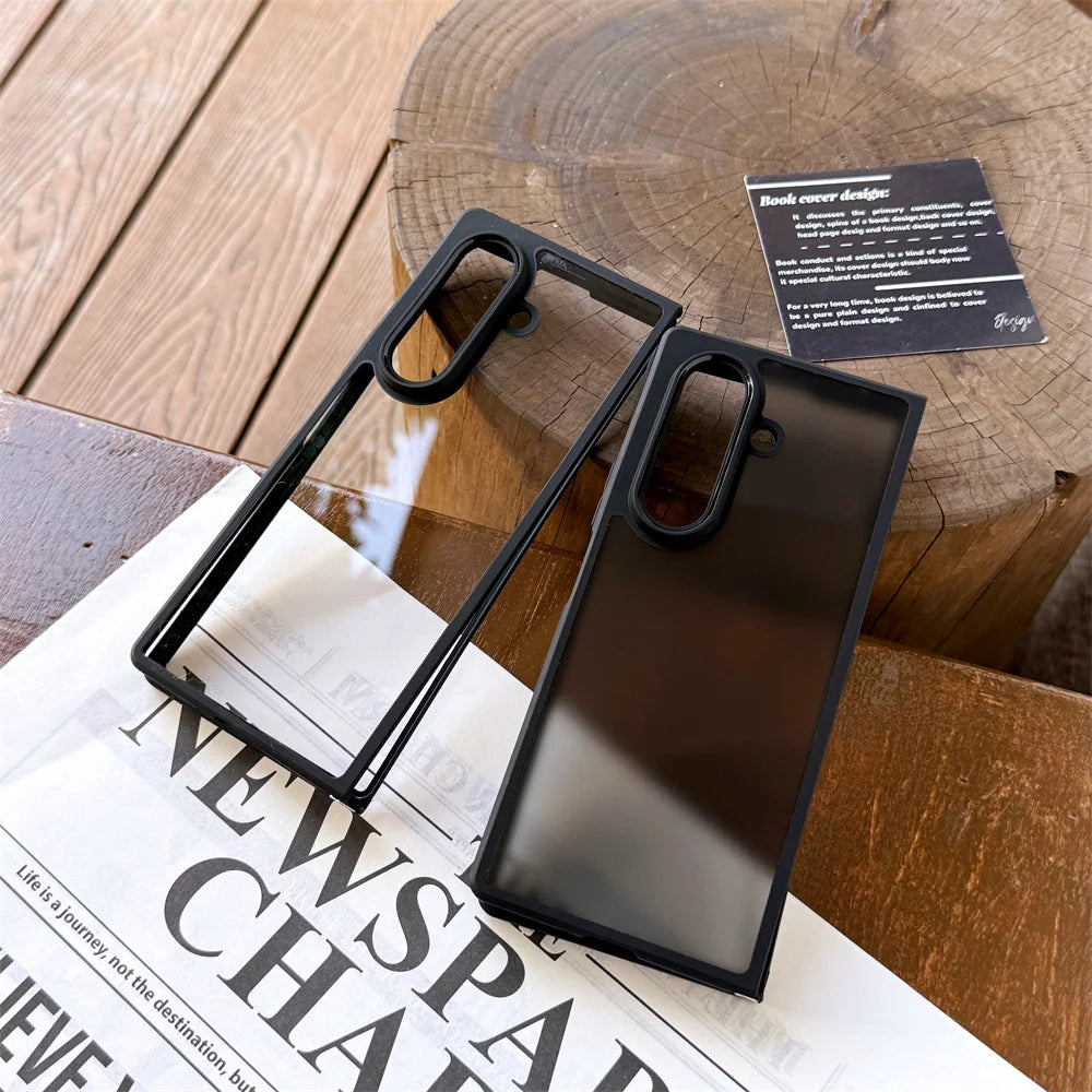 Frosted Transparent Shockproof Phone Case for Samsung Galaxy Z Fold7 Fold6 5G Fold 7 6 5 4 Matte Translucent Protection Cover