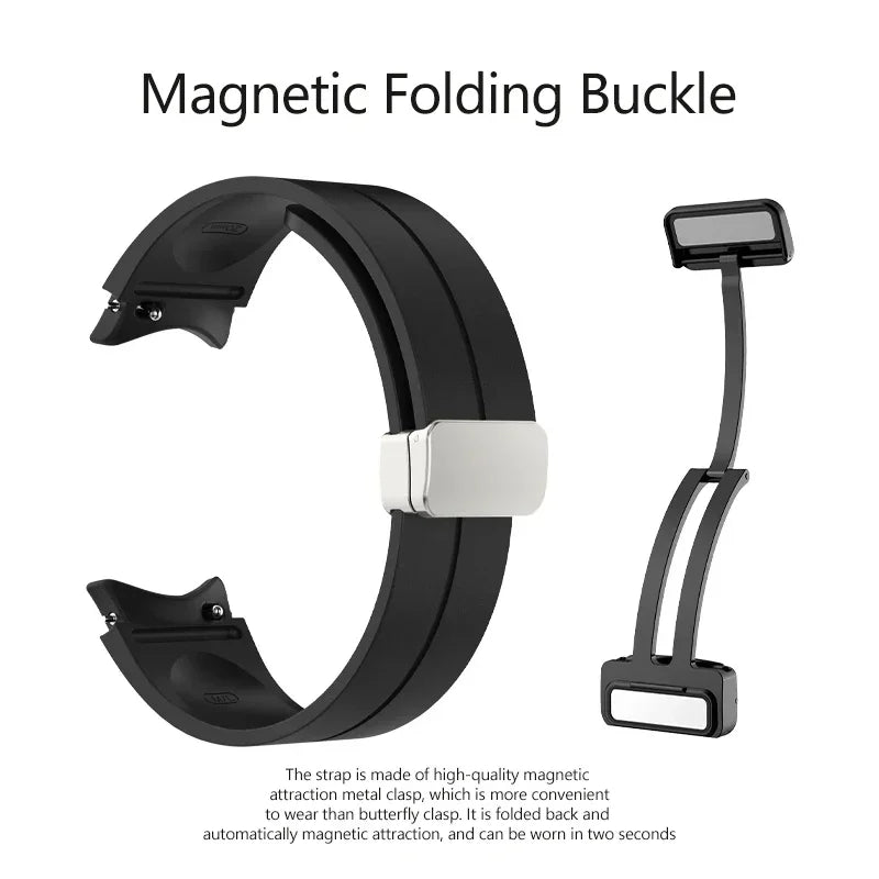 Original Silicone Strap for Samsung Watch 6/5/4 40 44mm 5 Pro 45mm Band Magnetic Buckle Galaxy Watch 4/6Classic 42 43MM 46 47MM