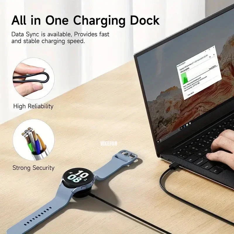 Portable USB Cable Fast Charging Dock Station Magnetic Watch Wireless Charger For Samsung Galaxy Watch 8/7/6/5pro/5/4/3 Active 2