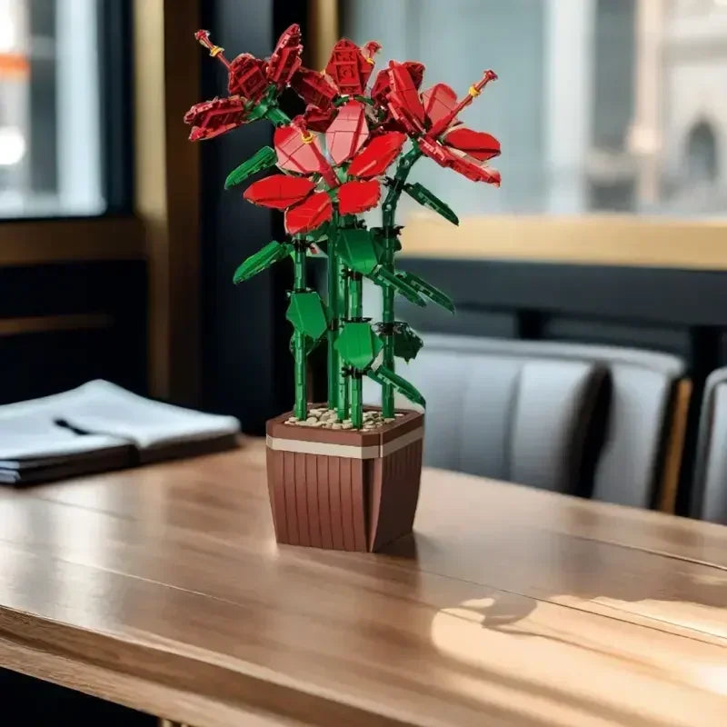 New MOC Creativity Artificial Bouquet Flower Preserved Flower Bonsai Potted Plant Home Decoration Building Block Bricks Kids Toy