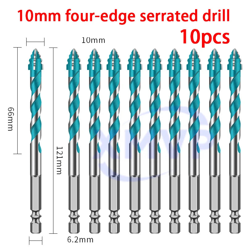 Four-edge serrated eccentric drill bit, high-hardness tile drilling, concrete Nemesis, super-hard special electric drill