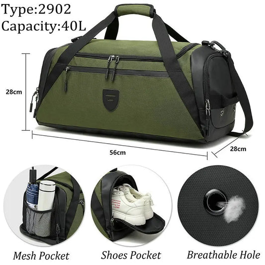 40L Sport Fitness Bag Dry Wet Separation Gym Bags for Men Women Outdoor Hiking Camping Travelling Yoga Fitness Bags