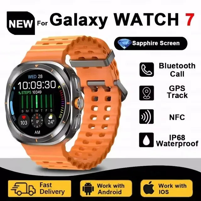 Galaxy Watch 7 Ultra GPS Tracking Smart Watch Men Amoled Screen Heart Rate Bluetooth Call NFC Sports Smart Watch For Android IOS