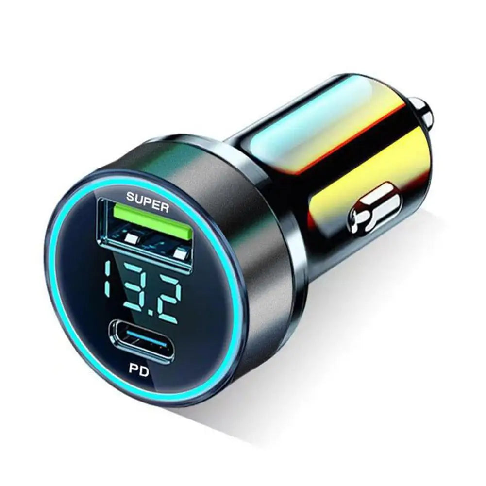 2 Port Super Fast USB Car Charger For iPhone 14 Pro Max 13 12 11 Samsung S23 S22 120W Quick Charging Adapter
