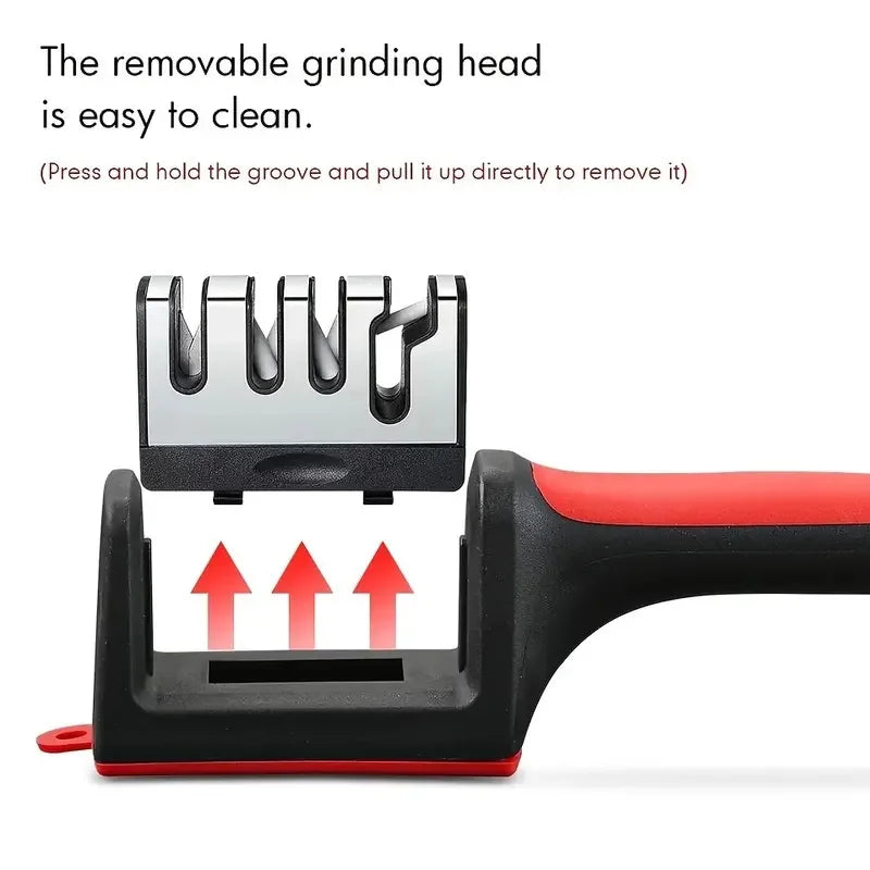 4-Stage Kitchen Knife Sharpener - Diamond & Ceramic Rods, Tungsten Steel Blades - Easy Manual Sharpening Tool for Home Use