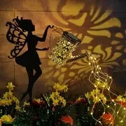 1 PC Solar Watering Can Lights, Outdoor Waterfall Garden String Fairy Lights, Solar Kettle Projection Light