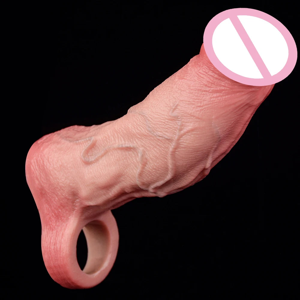 ORALSX 10 Styles Silicone Reusable Open-ended Penis Sleeve Delay Ejaculation Dick Enlargement Sex Toys For Men Game Pleasure