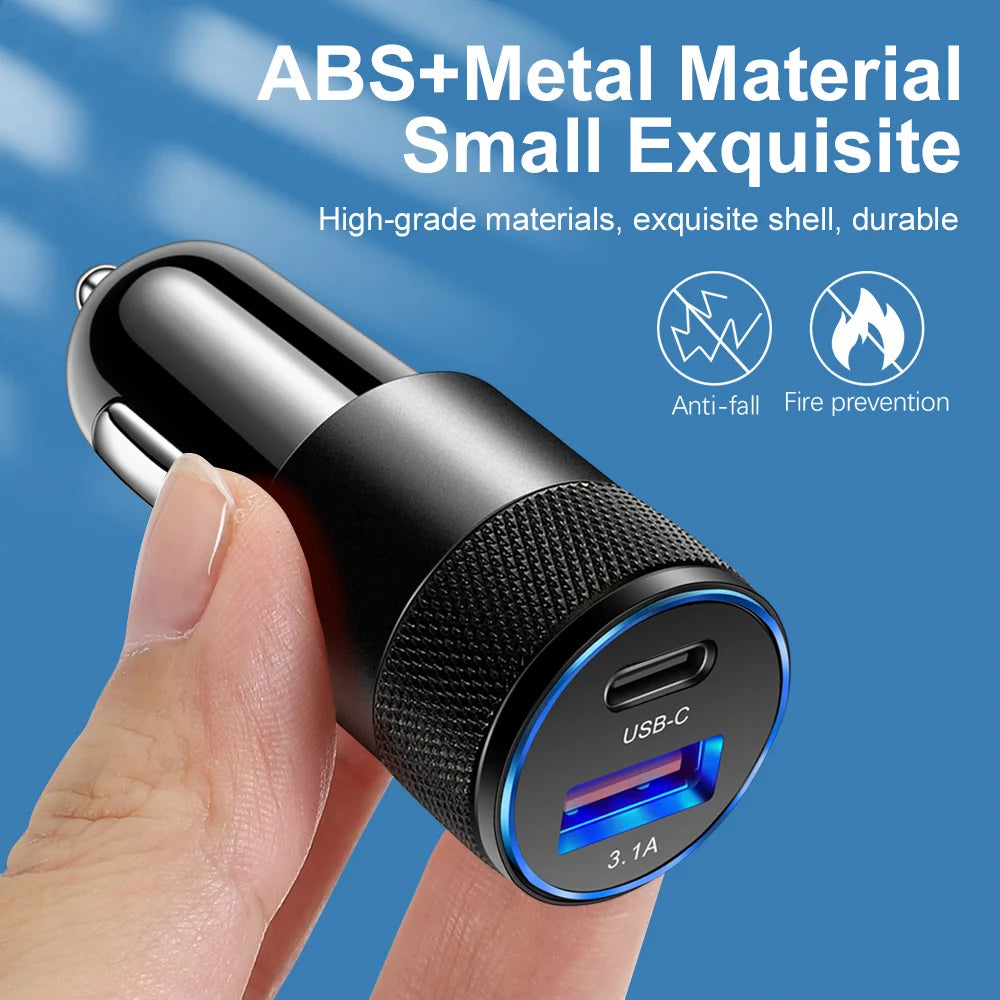 30W Mini USB C Car Charger PD Fast Charge Phone Power Adapter For iPhone Samsung Xiaomi Huawei USB Car Cigarette Lighter Socket