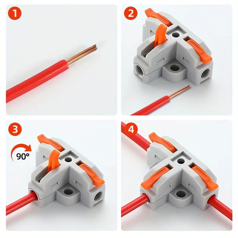 5PCS T3 T4 Quick Connector T-Clip Three-Way And Four-Way Splitter T-Clip Cable Branch Quick Connector Terminals